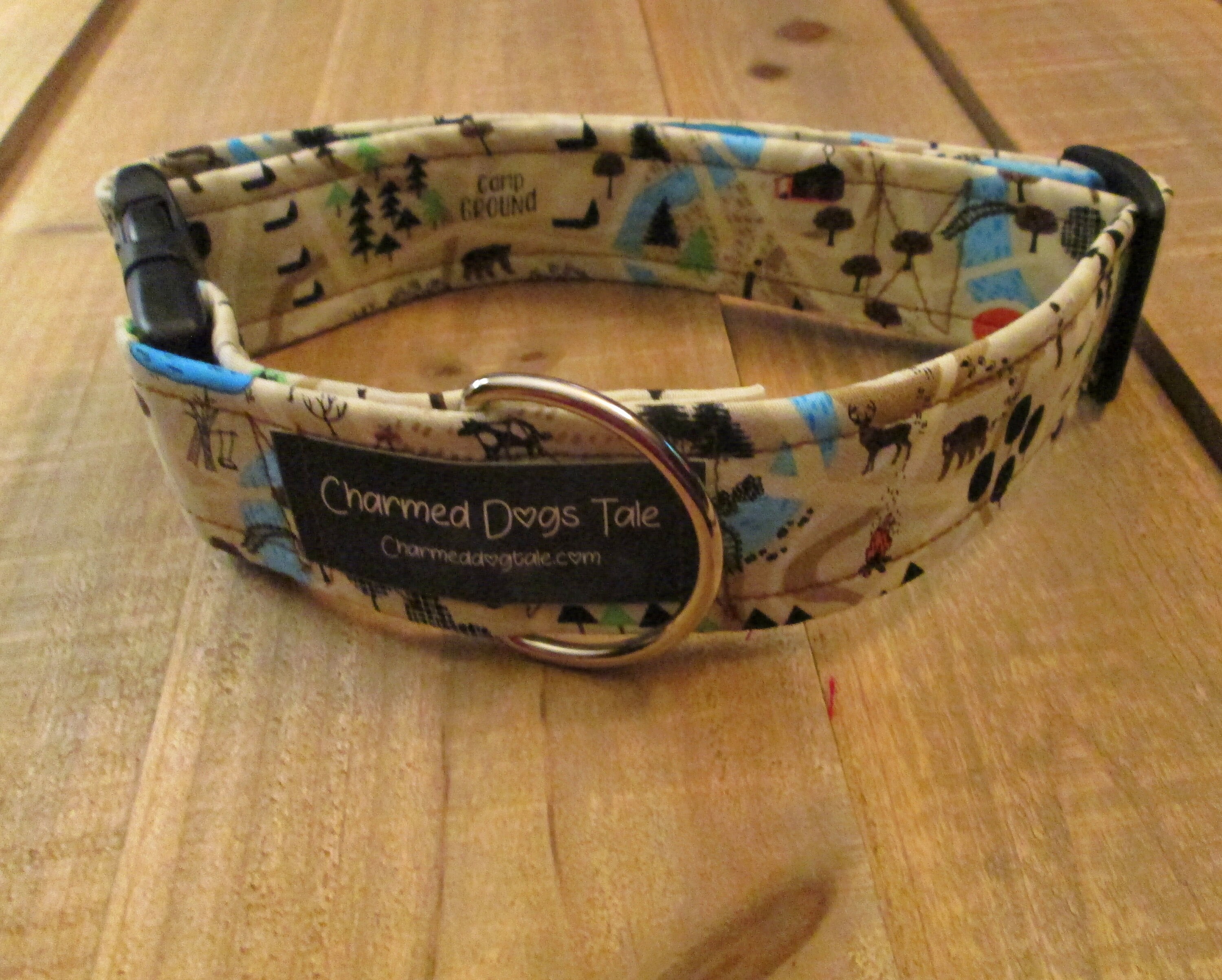 1425 Camp Ground Pet Collar 1.5 Width, Fun Dog Collar, Fabric Collar