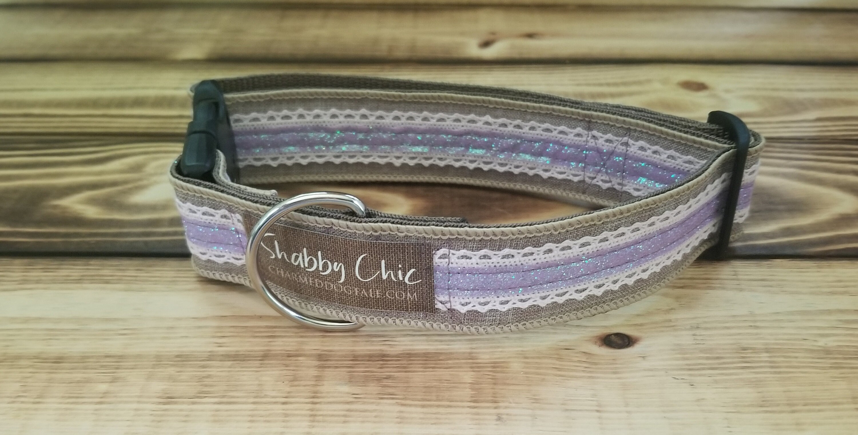 1527 Shabby Chic Dog Collar 1.5 Width, Pet Collar, Small, Medium