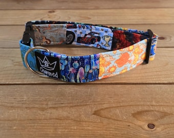 13"-26" Patchwork Pups Dog Collar 1.5" Width, Pet Collar, Small, Medium, Large, XL, Patchwork Collar, Boy Collar