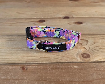 9"-18" Dog Collar 3/4" Width, Pet Collar, Small Dog Collar, Medium, 80's Collar, Floral, Summer Fun