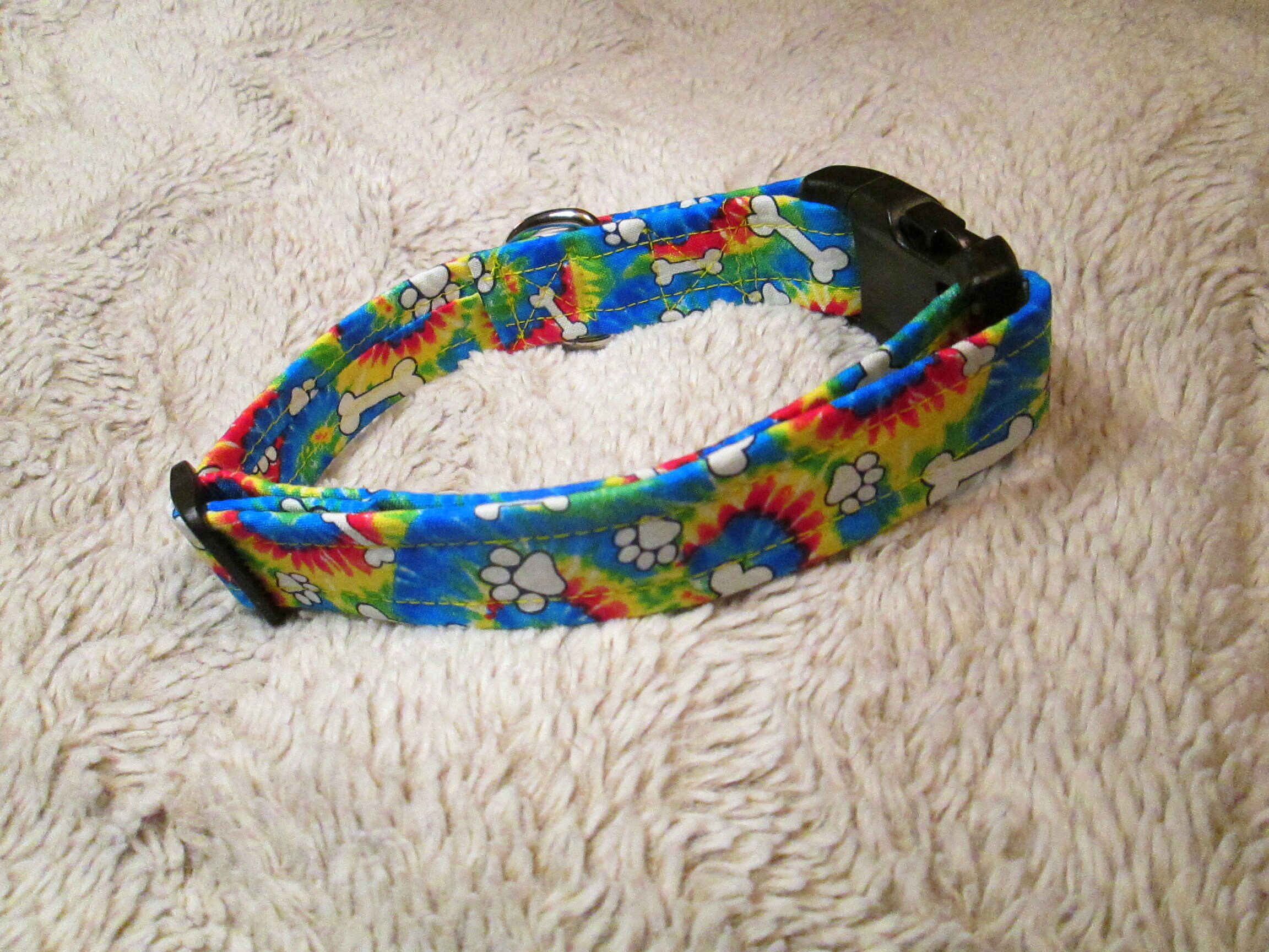 1121 TieDye Dog Collar 1 Width, Fun Dog Collar, Fabric Collar, Pet