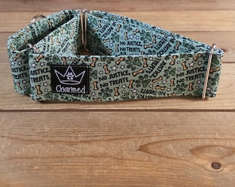 14"-27" Protest Martingale Collar 2" Width, Medium, Large, XL, No Justice No Treats, Protest Collar, Paws For A Cause, Exclusive, Green