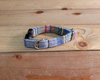 6"-12 Fido's Flannel Dog Collar 1/2" Width, Pet Collar, XS, Small, Cat, Dog Collar, Mammoth Flannel, Warm Collar, Plaid