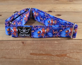 14"-27" Martingale Collar 1.5" Width, Pet Collar, Medium, Large, Big Dog Collar, Fish Collar, Ocean, Beach Martingale Collar, Clown Fish