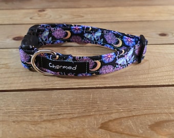 11"-22" Dog Collar 1" Width, Pet Collar, Medium, Small, Large, Big Dog Collar, Cottagecore, Summer, Lunar Moth Dog Collar