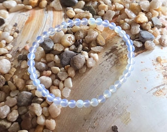 4mm Opalite Crystal Bracelet, 7" Elastic, Handmade