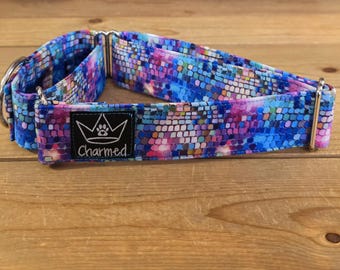 14"-27" New Years Martingale Collar 1.5" Width, Pet Collar, Medium, Large Dog Collar, Holiday Collar, Mirror Ball, Party, Celebration