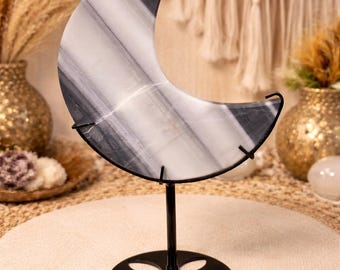 Tai Chi Moon on Stand, 8.15oz. Beautiful Carved Moon, Home Decor, Reiki, Healing, Tai Chi