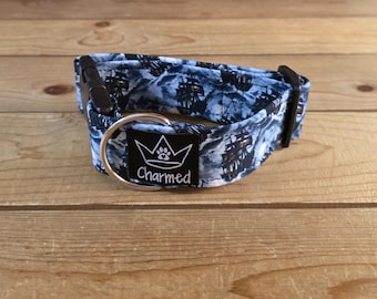 PETITE 11"-18" Dog Collar 1.5" Width, Pet Collar, Small, Pirate Dog Collar, Ocean Collar, Buckle Dog Collar, Summer Collar, Nautical