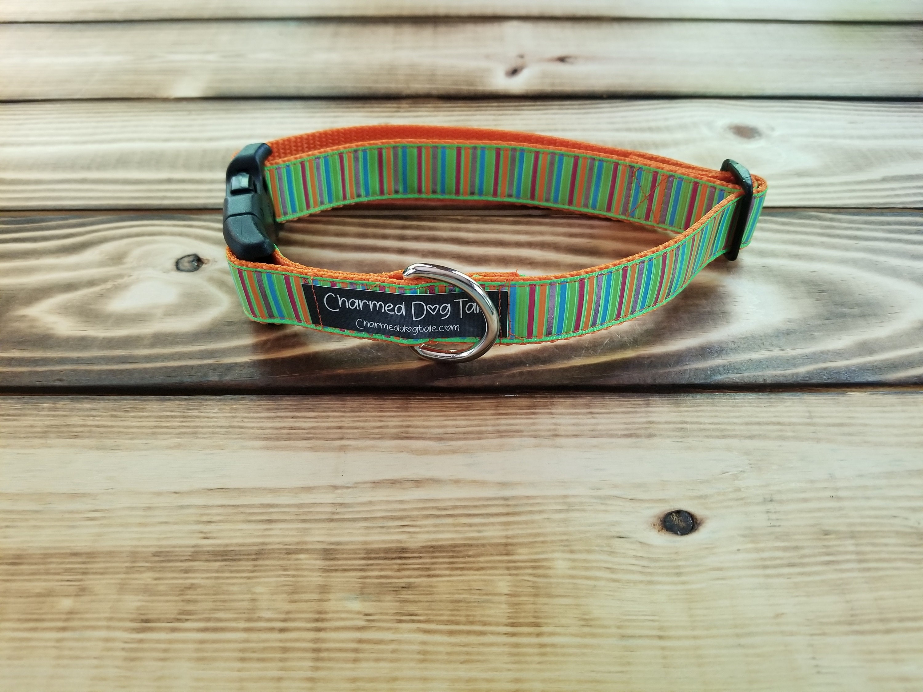 1224 Ribbon Dog Collar 1 width, Pet Collar, Ribbon Collar, Handmade, Dog Collar, Metallic Dog