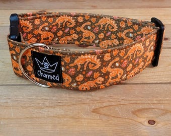 14"-28" Dog Collar 2" Width, Pet Collar, Medium, Large, XL, Fun Dog Collar, Dinosaur Fossil, Buckle Dog Collar, Dinosaur Dog Collar