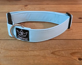 13"-26" Solid Dog Collar 1.5" Width, Pet Collar, Medium, Large, XL, Solid Baby Blue