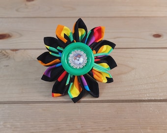3.5" Kanzashi Flower, Hook and Loop Backing, Collar or Harness Flower, One Size Fits All, Dog Flower, Girly Flower, Pet Supplies