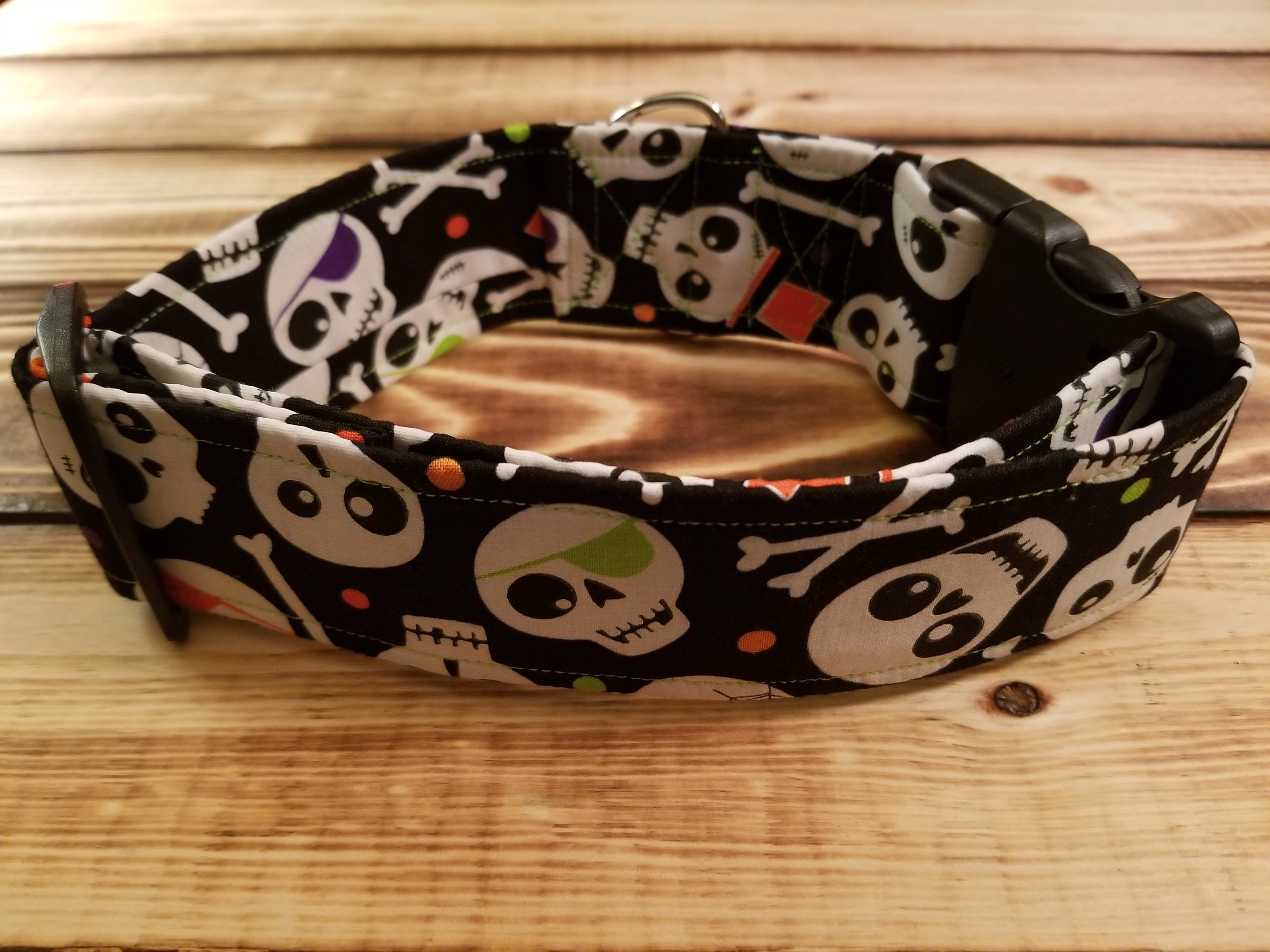 1528 Halloween Dog Collar 2 width, Pet Collar, Fabric Collar, Pet