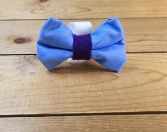 Mini Dog Bow Tie, Hook & Loop Closure, Blue, Cotton Bow Tie For Collar or Harness