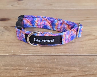 9"-18" Holographic Agate Dog Collar 3/4" Width, Pet Collar, Small Dog Collar, Holographic, Crystal Collar, Agate, Sparkles, Flashy Dog