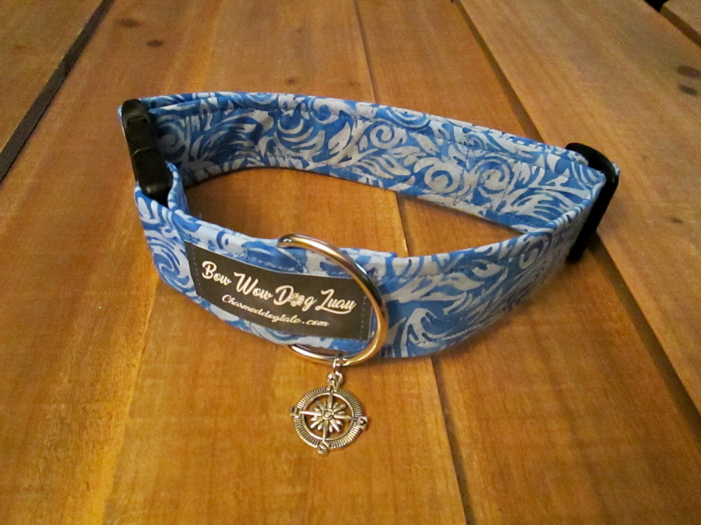 1426 Bow Wow Dog Luau Collar 1.5 width, Hawaiian Pet Collar, Fabric