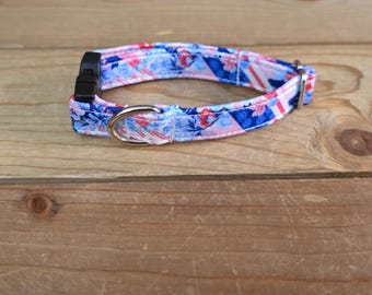 6"-12" Dog Collar 1/2" Width, Pet Collar, Small Dog Collar, XS, Cat Collar, 4th of July, Patriotic, Red White & Blue Collar, Holiday Collar