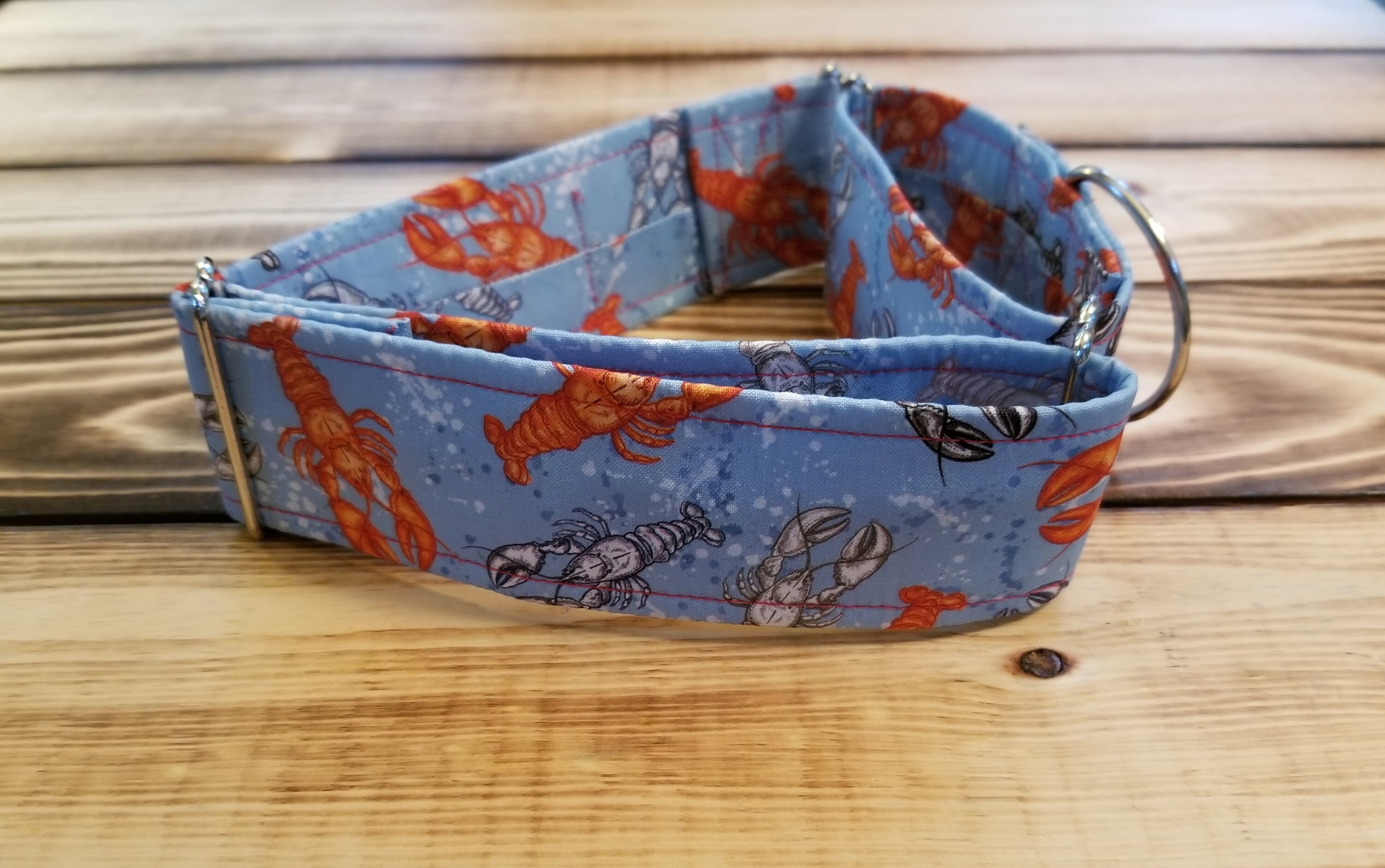1630 Maine Lobster Martingale Collar 2 width, Fabric Dog Collar, Summer Dog Collar, XL Collar