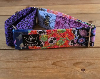 14"-27" Patchwork Pups Martingale Collar 2" Width, Pet Collar, Medium, Large, XL, Patchwork Martingale, Girl Martingale