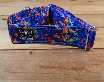 14"-27" Martingale Collar 2" Width, Pet Collar, Medium, Large Dog Collar, Tie Dye, Summer Fun, Vibrant, Hippie Hound