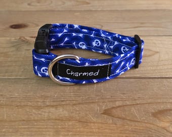 PETITE 9"-16" Dog Collar 1" Width, Pet Collar, Small, Fun Dog Collar, Purple Skulls Dog Collar, Buckle Dog Collar, Glow Skulls, Purple