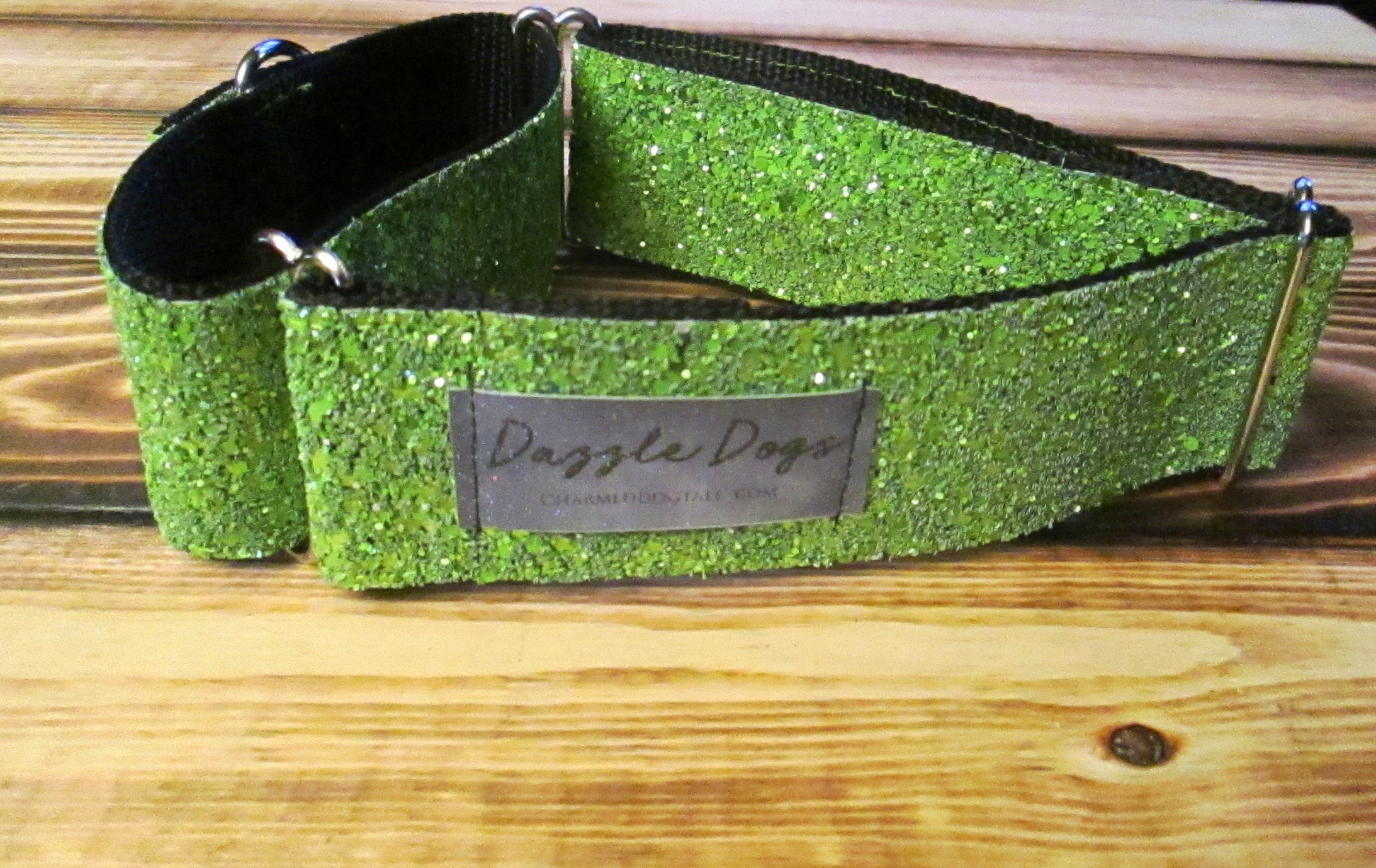 1729 Lime Fizz Dazzle Dog Martingale 2 Width, Bling Collar, Sparkle, Glitter, Pet Collar