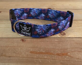 13"-26" Dog Collar 1.5" Width, Pet Collar, Large Dog Collar, Medium Collar, Small, 4th of July, Patriotic, Red White & Blue Collar, Holiday