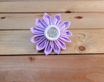 4" Kanzashi Flower, Hook and Loop Backing, Collar or Harness Flower, One Size Fits All, Dog Flower, Girly Flower, Pet Supplies