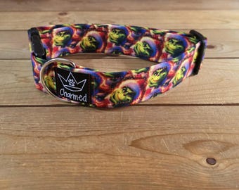 13"-26" Christmas Dog Collar 1.5" Width, Pet Collar, Small, Medium, Large Dog Collar, Holiday Collar, Side Release Buckle, Santa, Lights