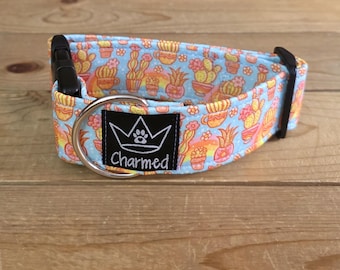 PETITE 11"-18" Dog Collar 1.5" Width, Pet Collar, Small, Cactus Dog Collar, Dog Plant Collar, Buckle Dog Collar, Summer Dog, Neon Dog Collar