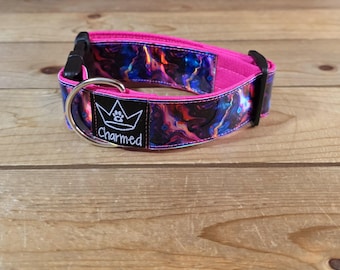 10"-18" PETITE Holographic Dog Collar 1.5" Width, Medium, Large, XL, Colorful, Waterproof Ottertex Lined