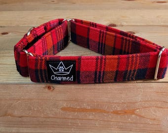 14"-27" Fido's Flannel Martingale Collar 1.5" Width, Pet Collar, Small, Medium, Large, XL, Dog Collar, Mammoth Flannel, Warm Collar, Plaid