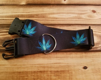 2" Width Cannabis Dog Collar or Martingale, Designer Collar, Weed, Mary Jane, Marijuana, READ DESCRIPTION