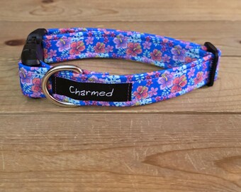 11"-22" Hibiscus Dog Collar 1" Width, Pet Collar, Medium, Large, XL, Flowers, Summer, Floral Dog Collar, Buckle Dog Collar, Hibiscus