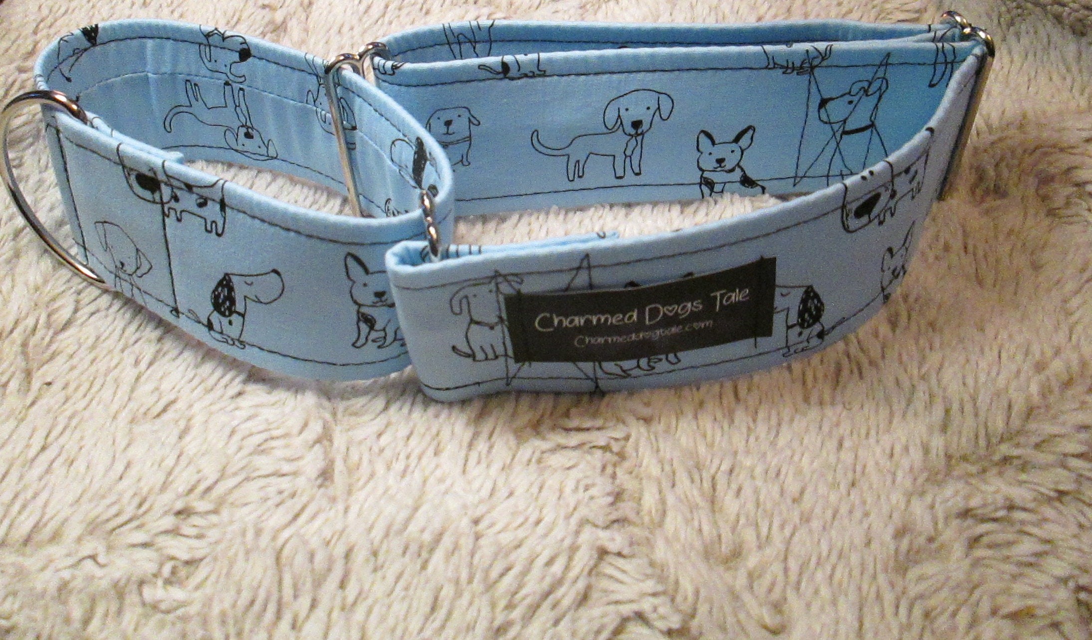 1729 Doodle Dogs Martingale Collar 2 width, Fun Pet Collar, Fabric