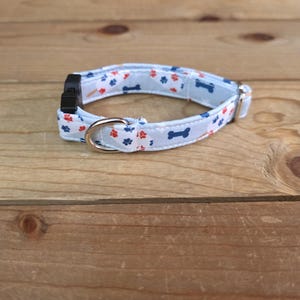 6"-12" Dog Collar 1/2" Width, Pet Collar, Small Dog Collar, XS, Cat Collar, 4th of July, Patriotic, Red White & Blue Collar, Holiday Collar