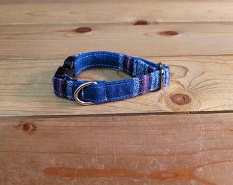 6"-12 Fido's Flannel Dog Collar 1/2" Width, Pet Collar, XS, Small, Cat, Dog Collar, Mammoth Flannel, Warm Collar, Plaid