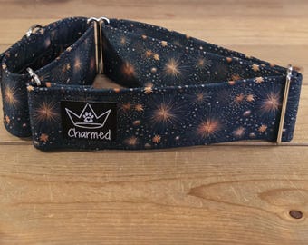 14"-27" New Years Martingale Collar 2" Width, Pet Collar, Medium, Large Dog Collar, Holiday Collar, Fireworks, Party, Celebration