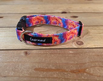11"-21" Dog Collar 1" Width, Pet Collar, Small Collar, Medium, Large, Tie Dye, Summer Fun, Vibrant, Hippie Hound