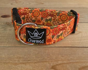 PETITE 11"-18" Dog Collar 1.5" Width, Pet Collar, Small, Floral Dog Collar, Flower Collar, Buckle Dog Collar, Summer Dog, Vintage Floral