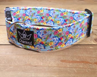 14"-28" Dog Collar 2" Width, Pet Collar, Medium, Large, XL Dog Collar, Ocean Dog Collar, Dolphins, Summer, Lisa Frank Inspired