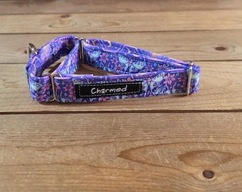 10"-22" Martingale Collar 1" Width, Pet Collar, Medium, Small, Large Cottagecore, Summer, Lunar Moth Dog Collar