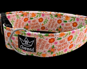 14"-28" Swear Dog Collar 2" Width, Medium, Large, XL, Swear Dog Collar, Naughty Collar, Funny, Explicit, Holy Fucking Shitballs