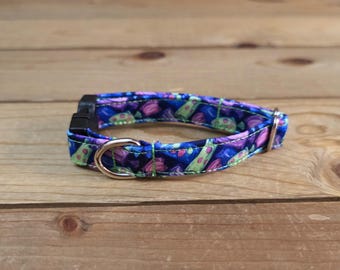 6"-12" Halloween Dog Collar 1/2" Width, Small, Tiny, Little Dog, Halloween, Holiday Martingale, Tricky or Treat, Spooky Dog, Ghost, Pumpkins