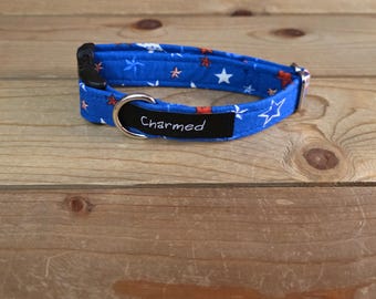 8"-16" Dog Collar 3/4" Width, Pet Collar, Small Dog Collar, Medium Collar, Large, 4th of July, Patriotic, Red White & Blue Collar, Holiday