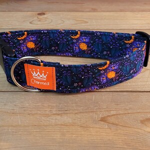 13"-26" Lunar Moth Dog Collar 1.5" Width, Pet Collar, Medium, Large, Nature, Moth Dog Collar, Boho Dog Collar, Summer
