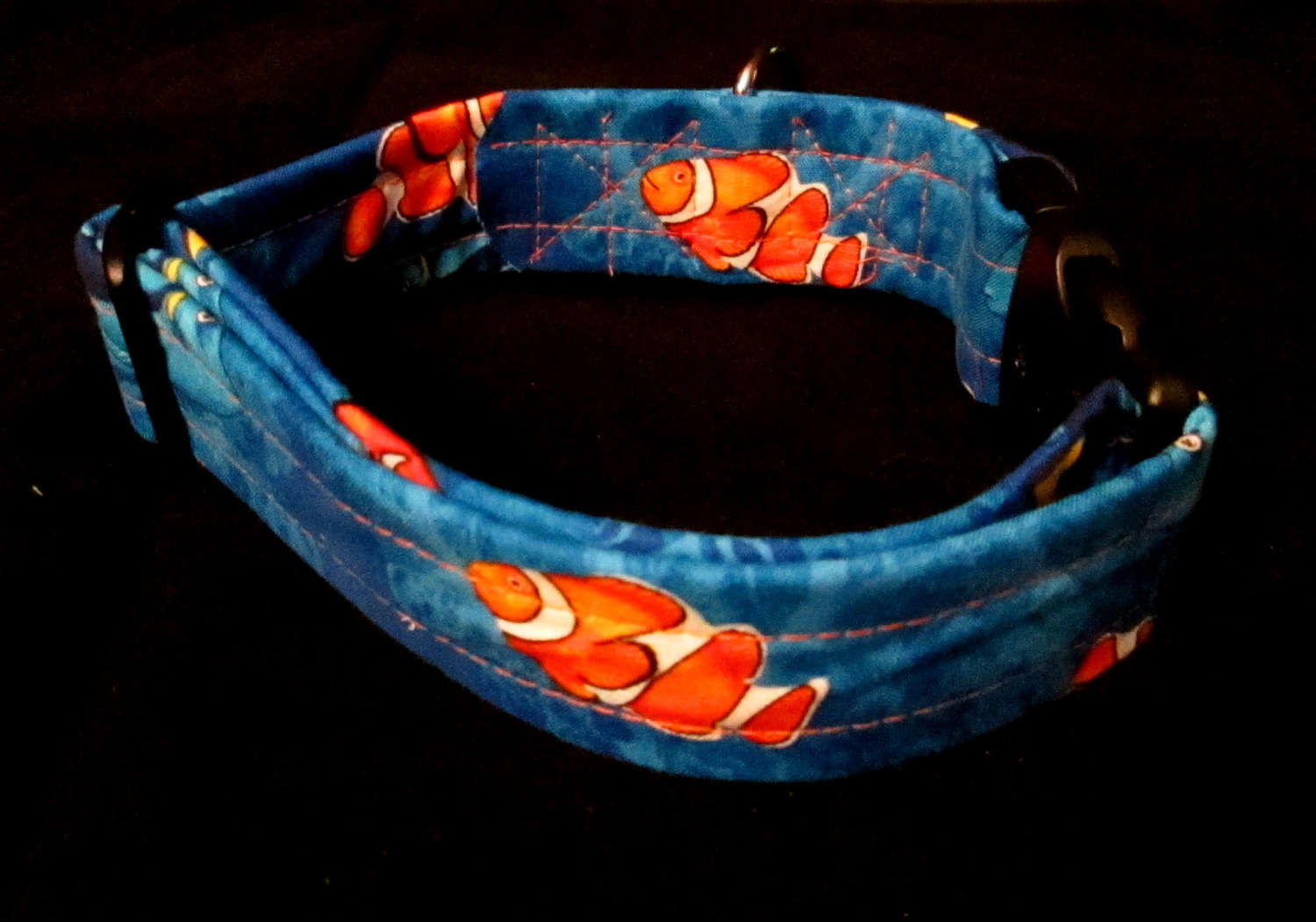 1424 Clown Fish Dog Collar 1.5 Width, Handmade Dog Collar, Summer Pet