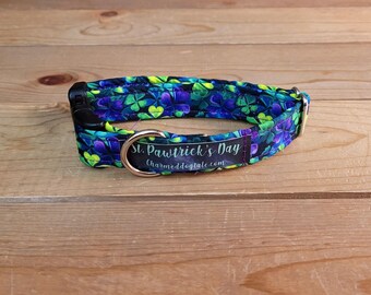 8"-16" St. Patrick's Day Collar 3/4" Width, Pet Collar, Small, Medium, Large Collar, XL, Lucky Dog, Holiday Collar, Kiss Me, Irish