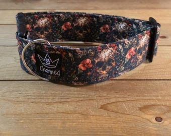 14"-28" Dog Collar 2" Width, Pet Collar, Medium, Large, XL, Fun Dog Collar, Skull Dog Collar, Bejeweled Skull Collar, Side Release Buckle